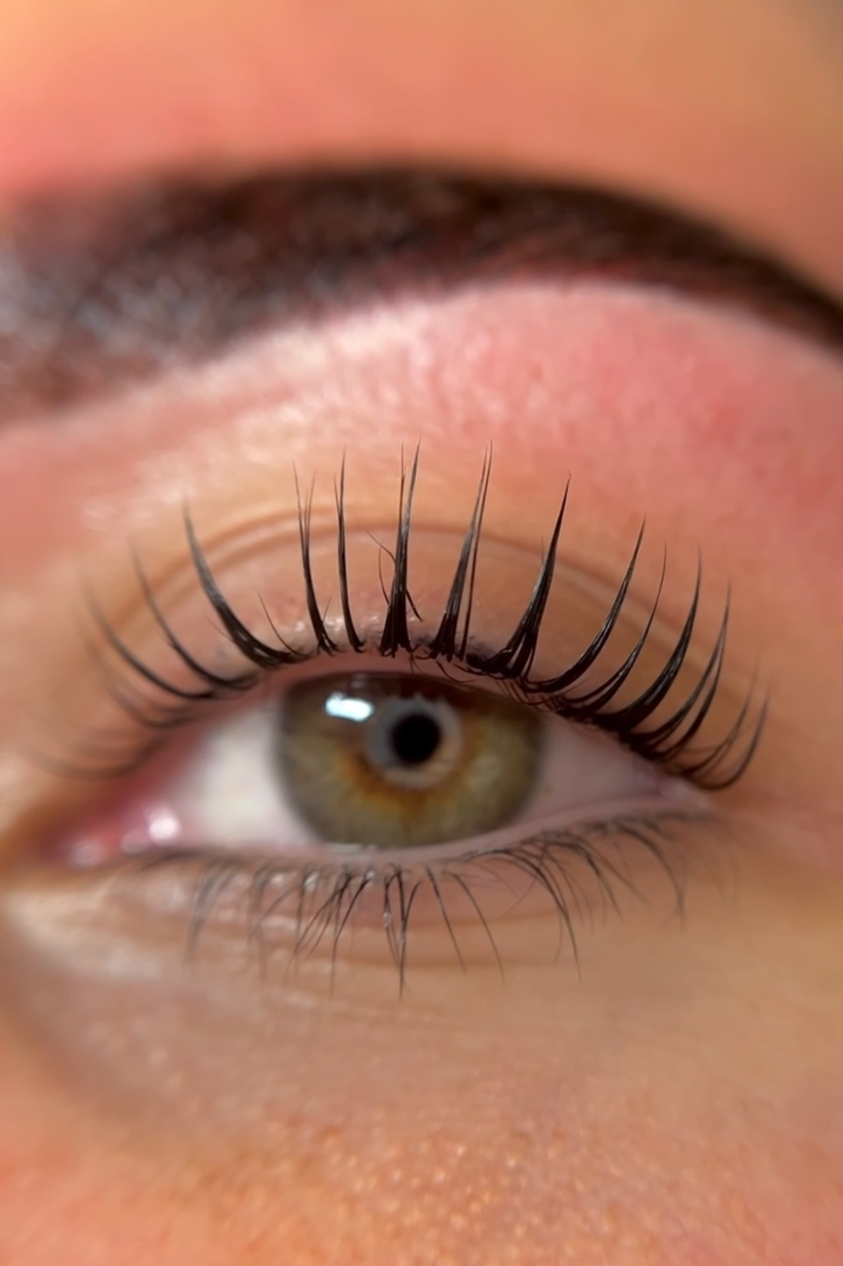 Close-up of a person's eye with detailed eyelashes