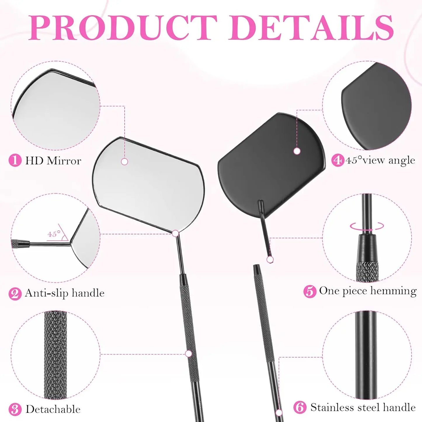 STAINLESS STEEL LASH MIRROR (x1)